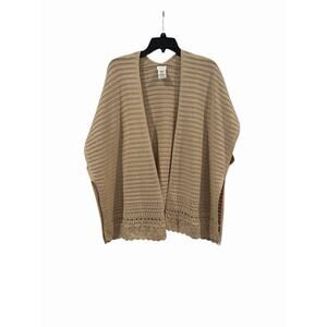 J. Crew Beige Pointelle Mesh Poncho Open-Front Cardigan Women’s Size L